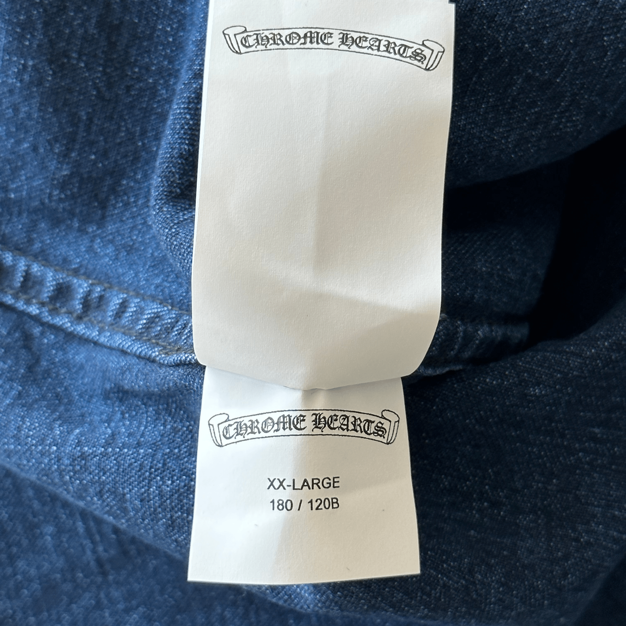 Chrome Hearts Blue Cross Patch Denim Button Up Shirt - Morely TrendsChrome Hearts Type here:)