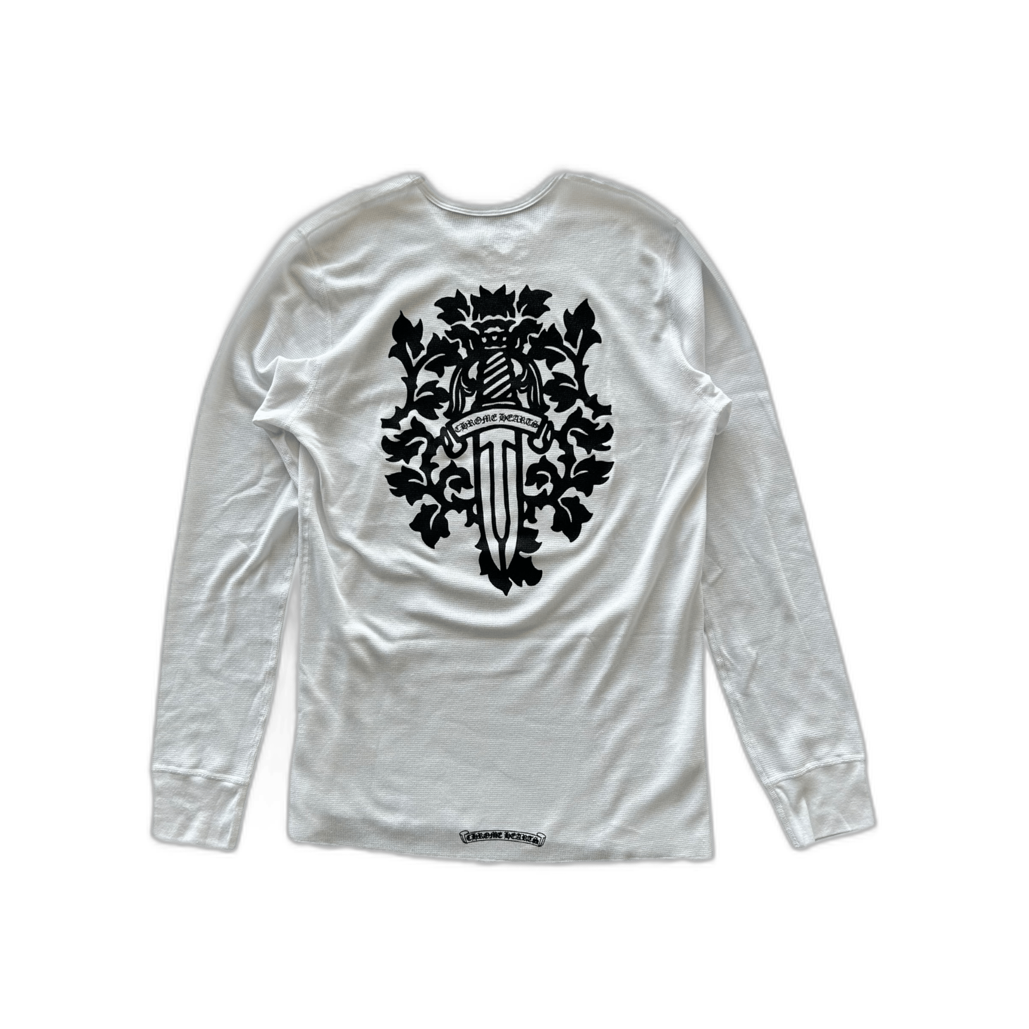 Chrome Hearts White & Black Dagger Logo Thermal Longsleeve T-Shirt - Morely TrendsChrome Hearts Type here:)