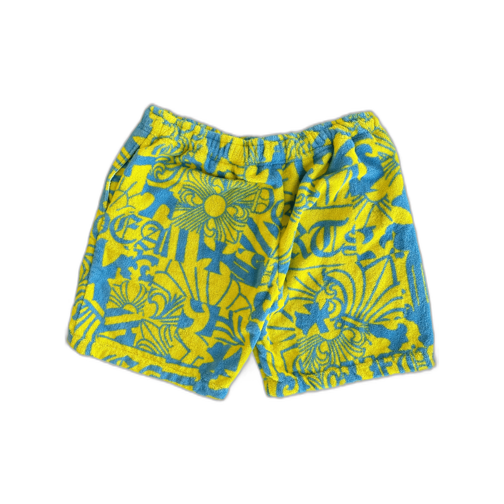 Chrome Hearts Yellow & Blue Print Towel Shorts - Morely TrendsChrome Hearts Type here:)