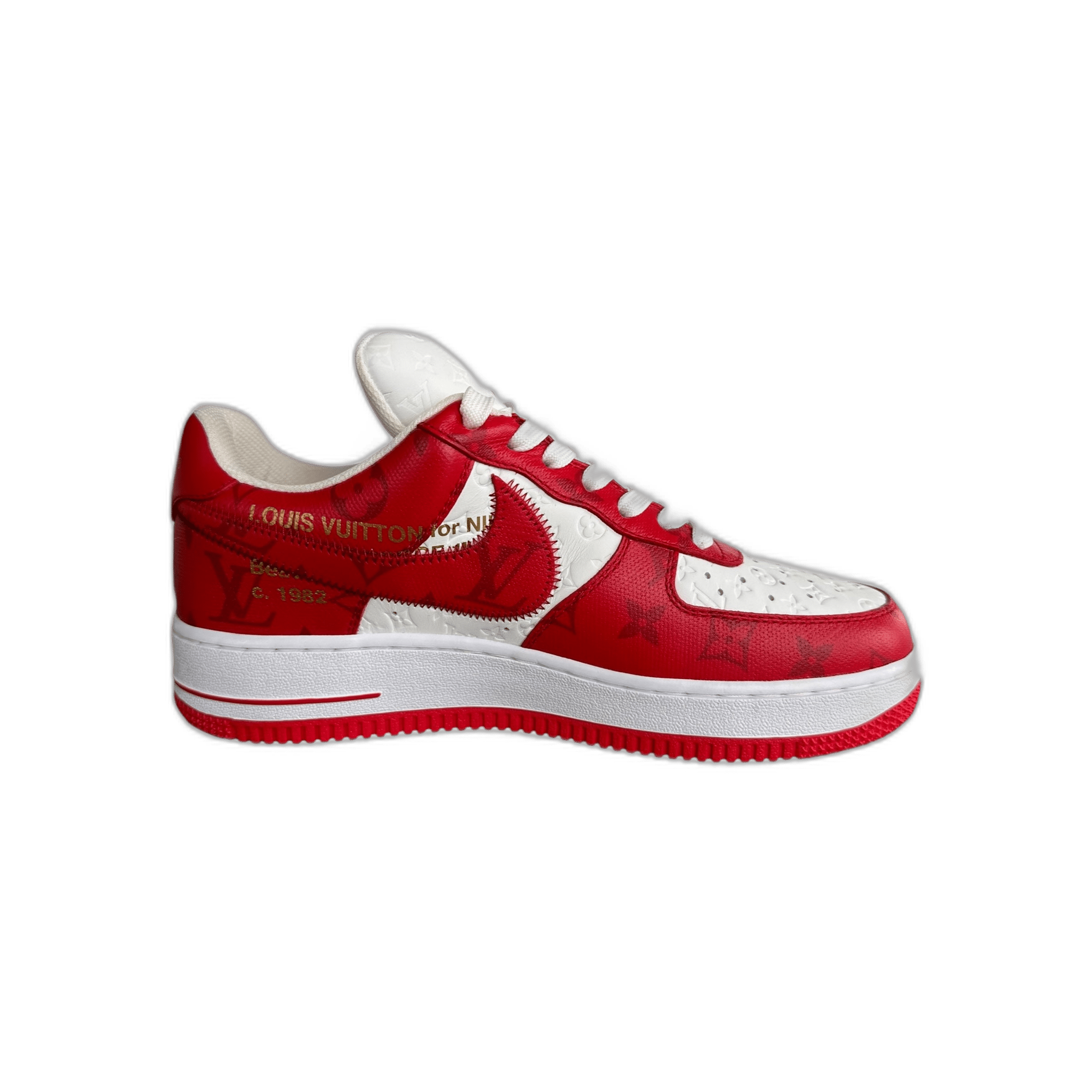 Louis Vuitton Nike Red & White Monogram Air Force 1 - Morely TrendsLouis Vuitton Type here:)