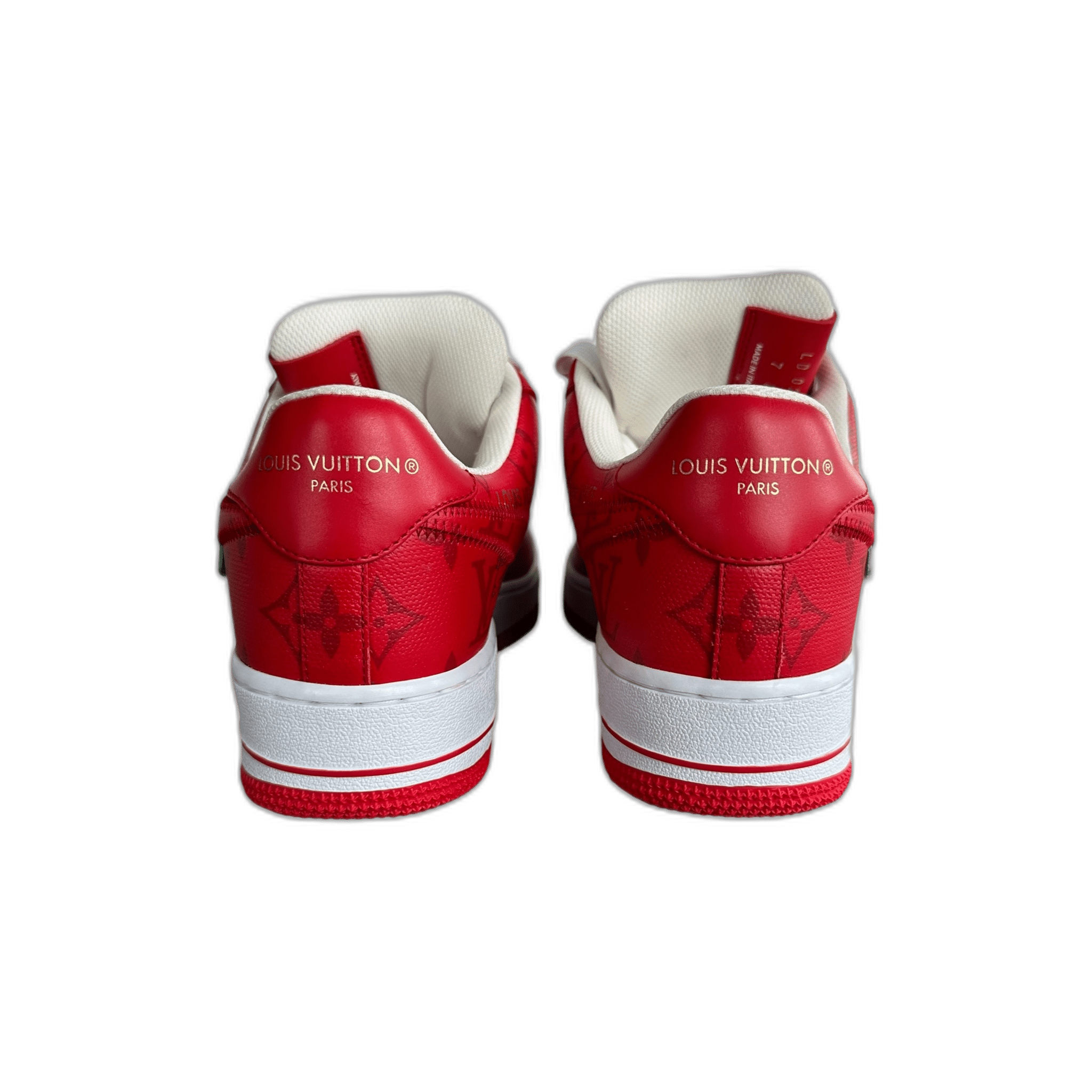 Louis Vuitton Nike Red & White Monogram Air Force 1 - Morely TrendsLouis Vuitton Type here:)