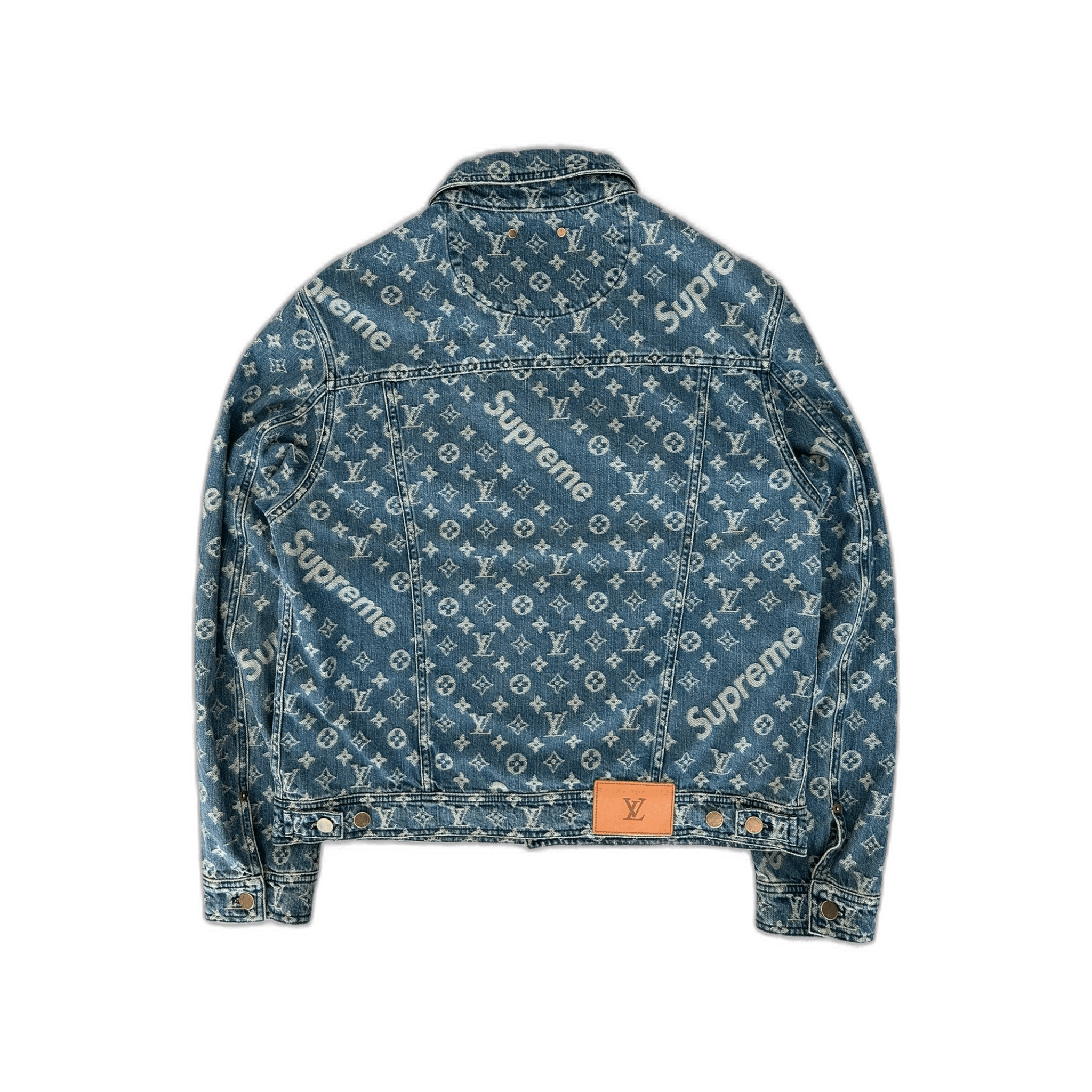 Louis Vuitton Supreme Blue & White Monogram Denim Jacket - Morely TrendsLouis Vuitton Type here:)