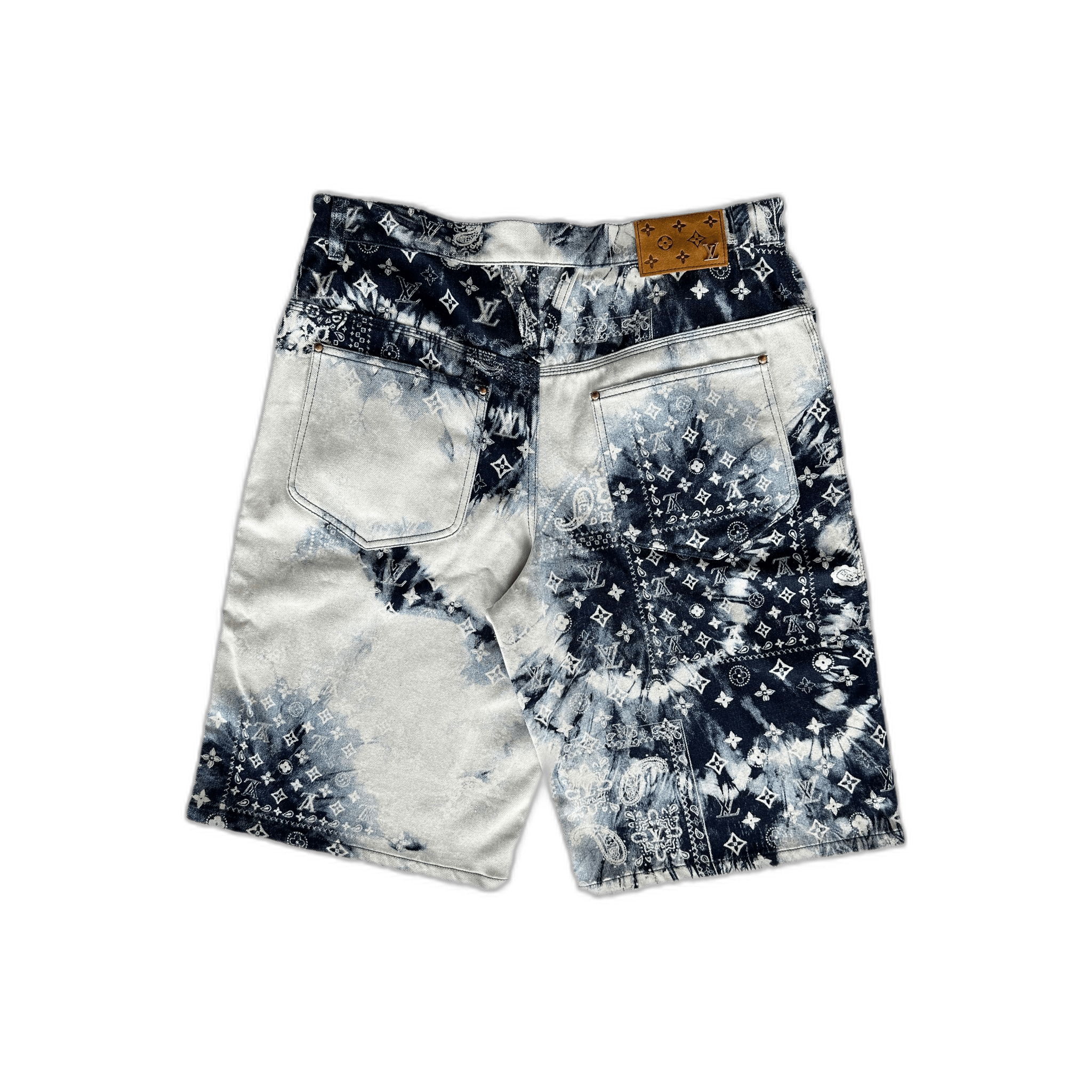 Louis Vuitton Blue Bleached Bandana Monogram Denim Shorts - Morely TrendsLouis Vuitton Type here:)