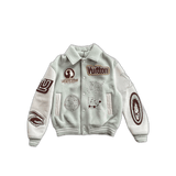 Louis Vuitton Aqua & White Leather Varsity Jacket - Morely TrendsLouis Vuitton Type here:)