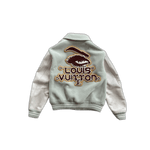 Louis Vuitton Aqua & White Leather Varsity Jacket - Morely TrendsLouis Vuitton Type here:)