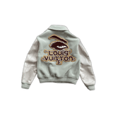 Louis Vuitton Aqua & White Leather Varsity Jacket - Morely TrendsLouis Vuitton Type here:)