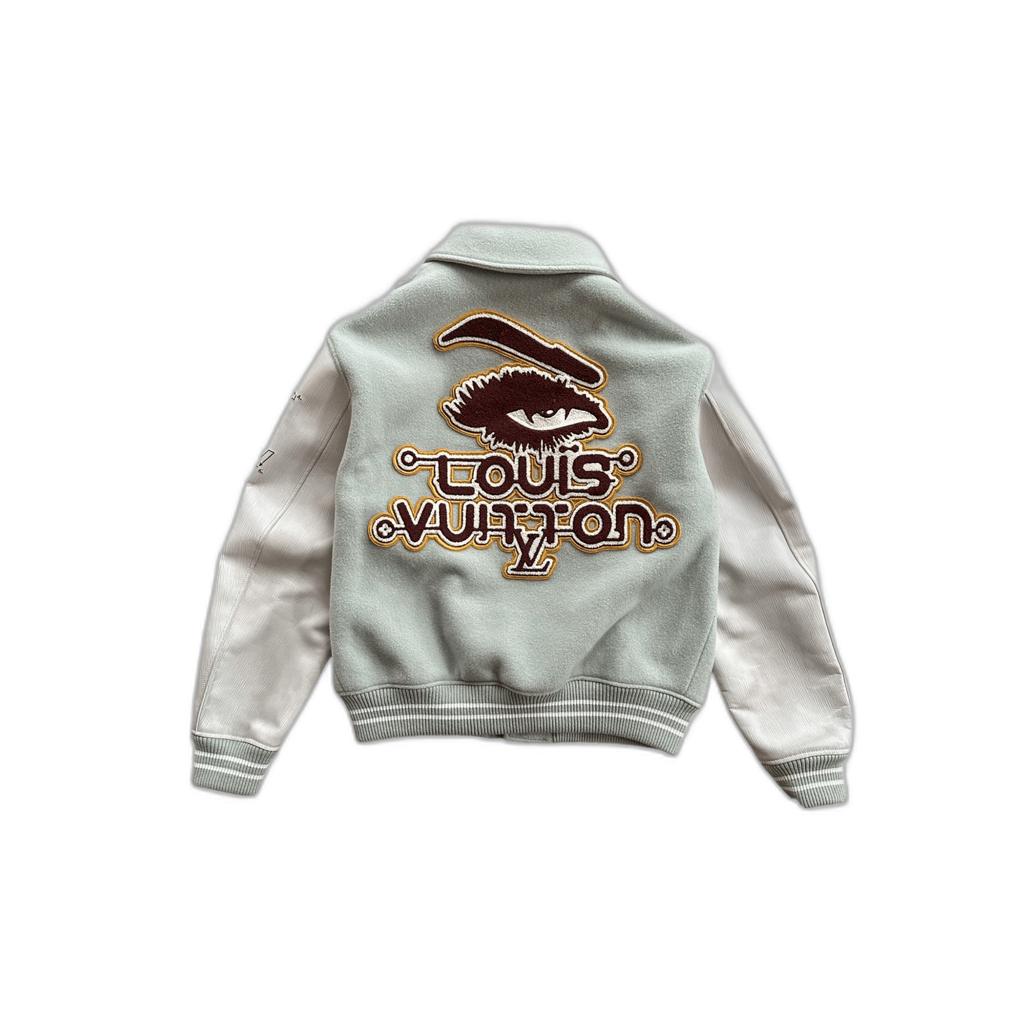 Louis Vuitton Aqua & White Leather Varsity Jacket - Morely TrendsLouis Vuitton Type here:)