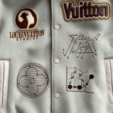 Louis Vuitton Aqua & White Leather Varsity Jacket - Morely TrendsLouis Vuitton Type here:)