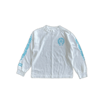 Chrome Hearts White & Blue Horseshoe Logo Longsleeve Kids's T-Shirt - Morely TrendsChrome Hearts Type here:)