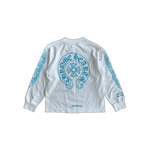 Chrome Hearts White & Blue Horseshoe Logo Longsleeve Kids's T-Shirt - Morely TrendsChrome Hearts Type here:)