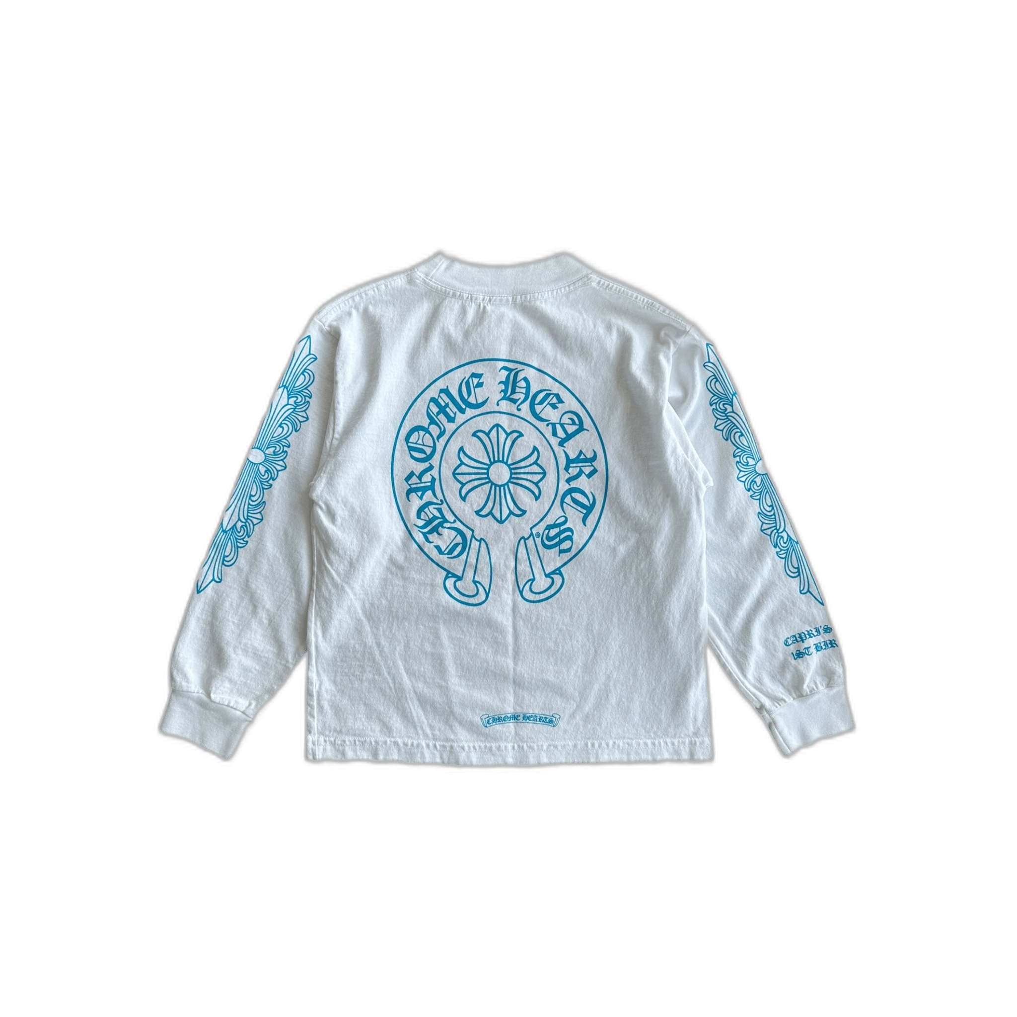 Chrome Hearts White & Blue Horseshoe Logo Longsleeve Kids's T-Shirt - Morely TrendsChrome Hearts Type here:)