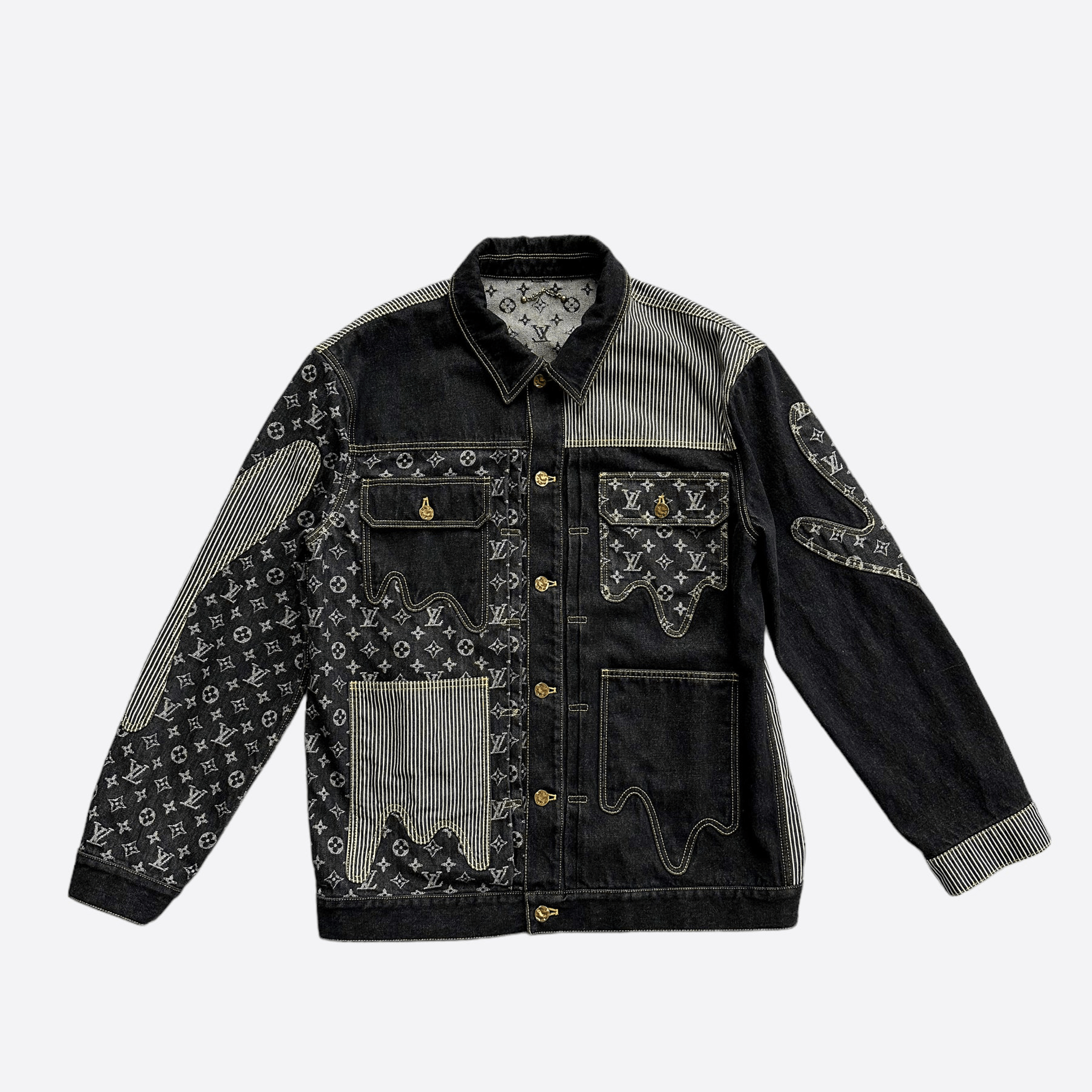 Louis Vuitton Nigo Black & Grey Monogram Crazy Denim Jacket - Morely TrendsLouis Vuitton Type here:)