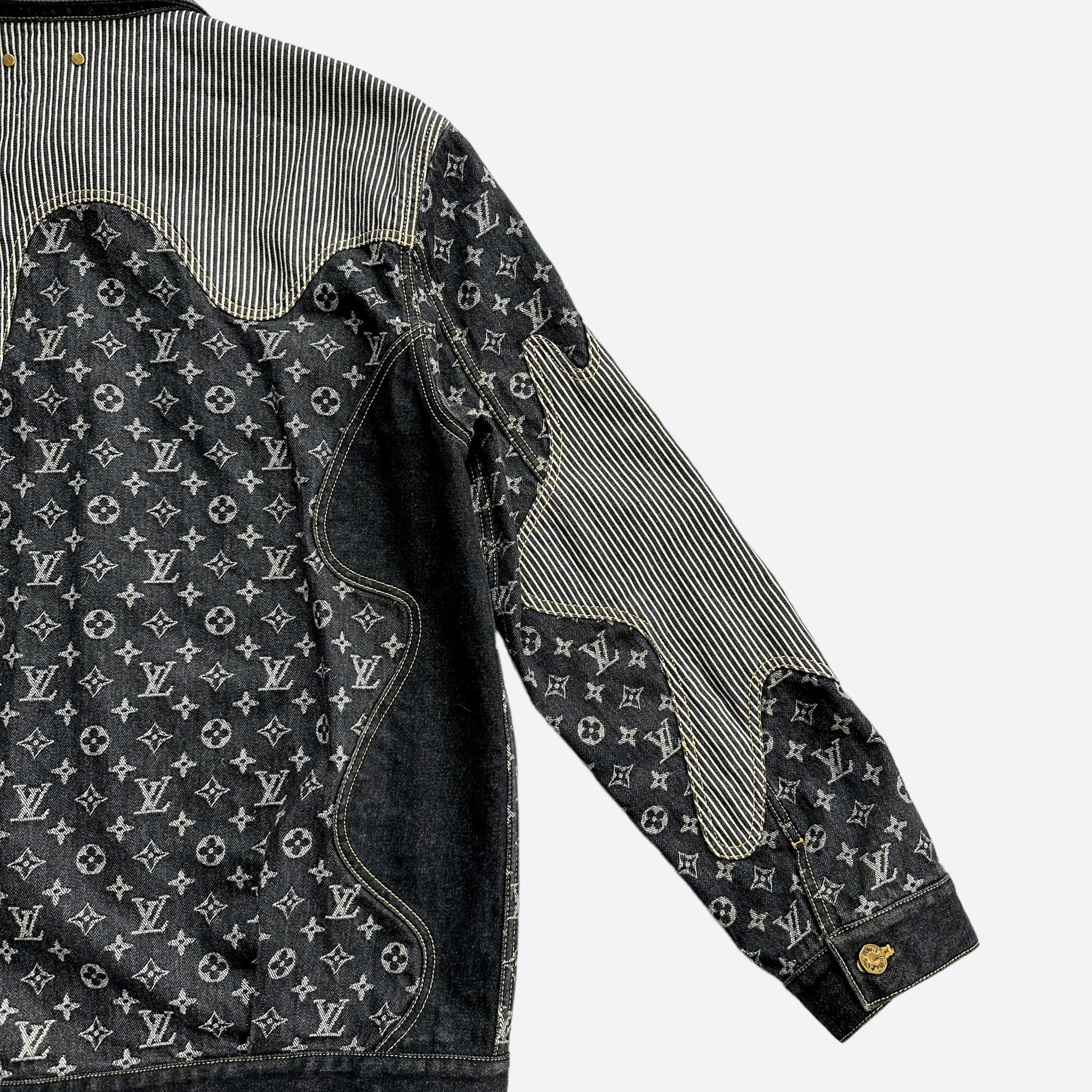 Louis Vuitton Nigo Black & Grey Monogram Crazy Denim Jacket - Morely TrendsLouis Vuitton Type here:)