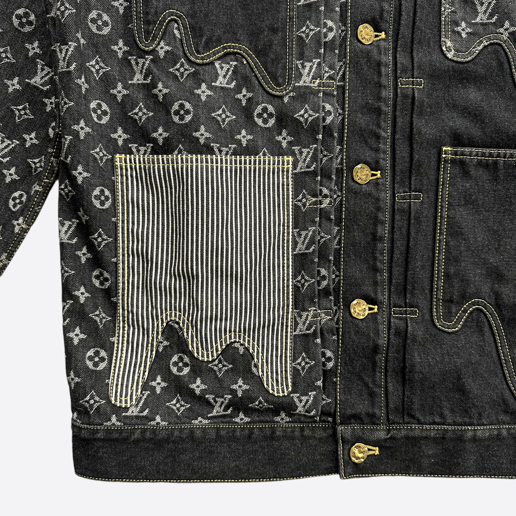 Louis Vuitton Nigo Black & Grey Monogram Crazy Denim Jacket - Morely TrendsLouis Vuitton Type here:)