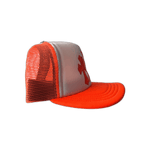 Chrome Hearts Orange Cemetery Cross Patch Trucker Hat - Morely TrendsChrome Hearts Type here:)