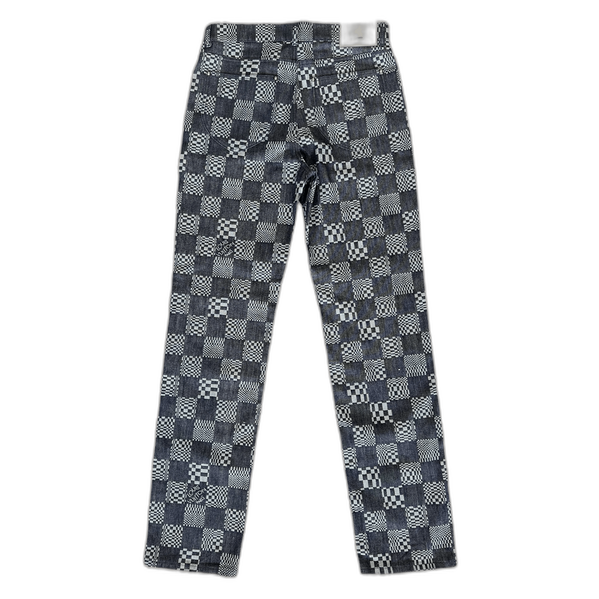 Louis Vuitton Navy Distorted Damier Print Jeans - Morely TrendsLouis Vuitton Type here:)