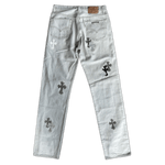 Chrome Hearts Levis White & Mixed Cross Patch Jeans - Morely TrendsChrome Hearts Type here:)