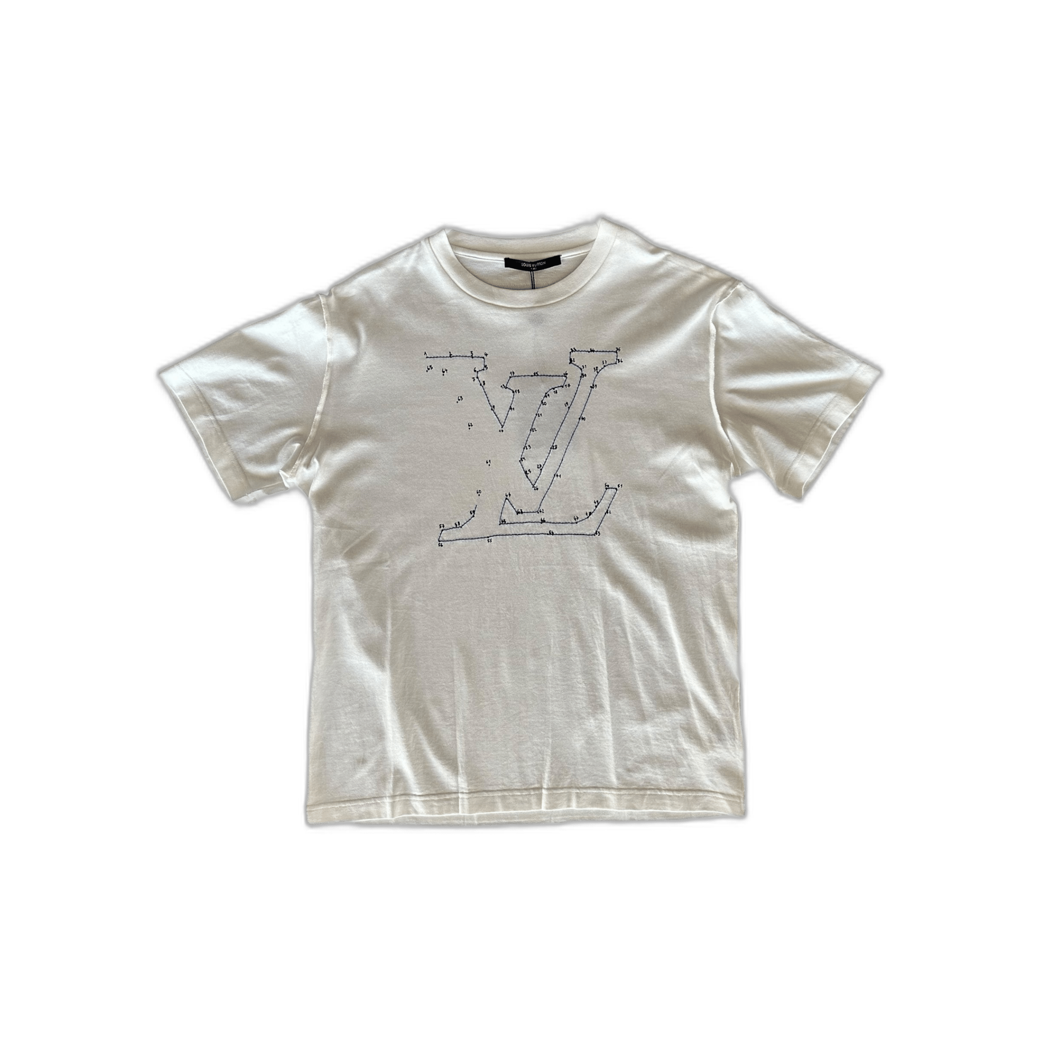 Louis Vuitton White & Blue LV Stitch Logo T-Shirt - Morely TrendsLouis Vuitton Type here:)