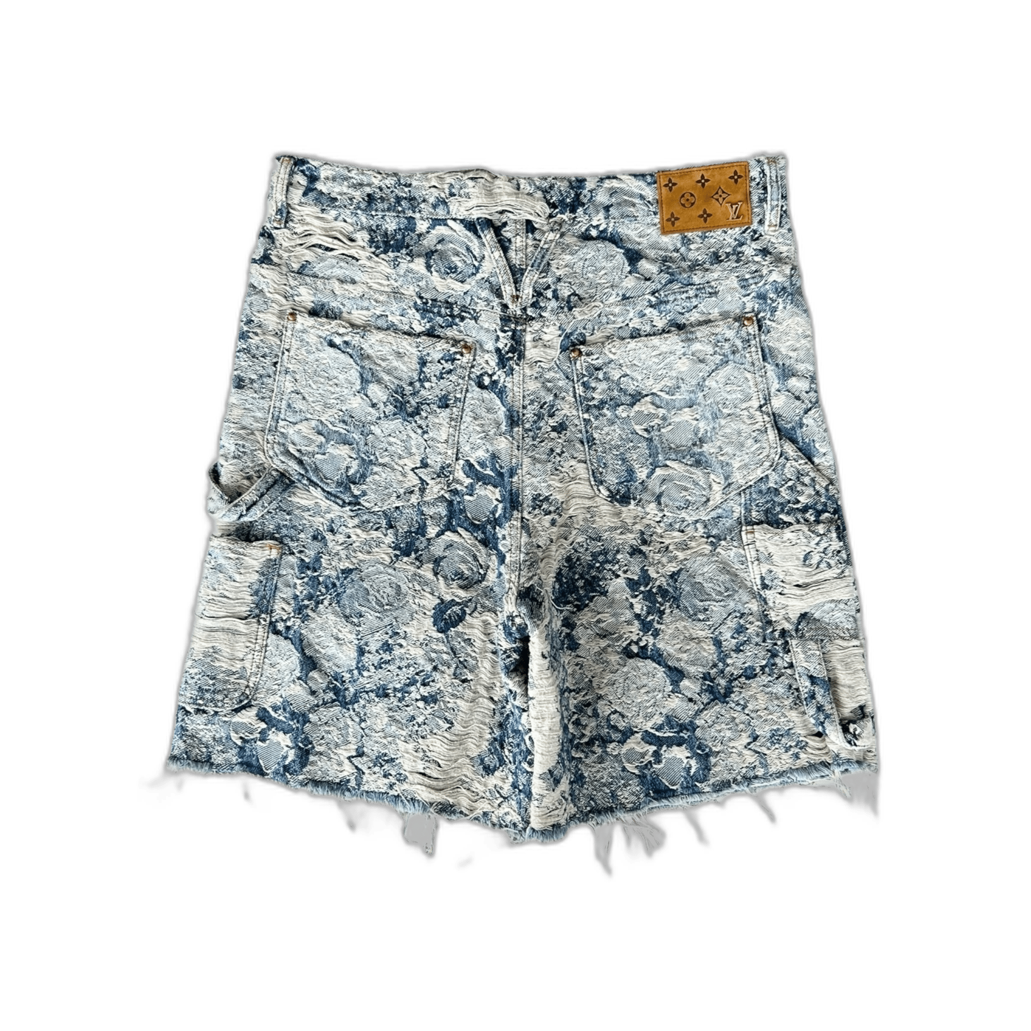 Louis Vuitton Blue & White Floral Distressed Carpenter Shorts - Morely TrendsLouis Vuitton Type here:)