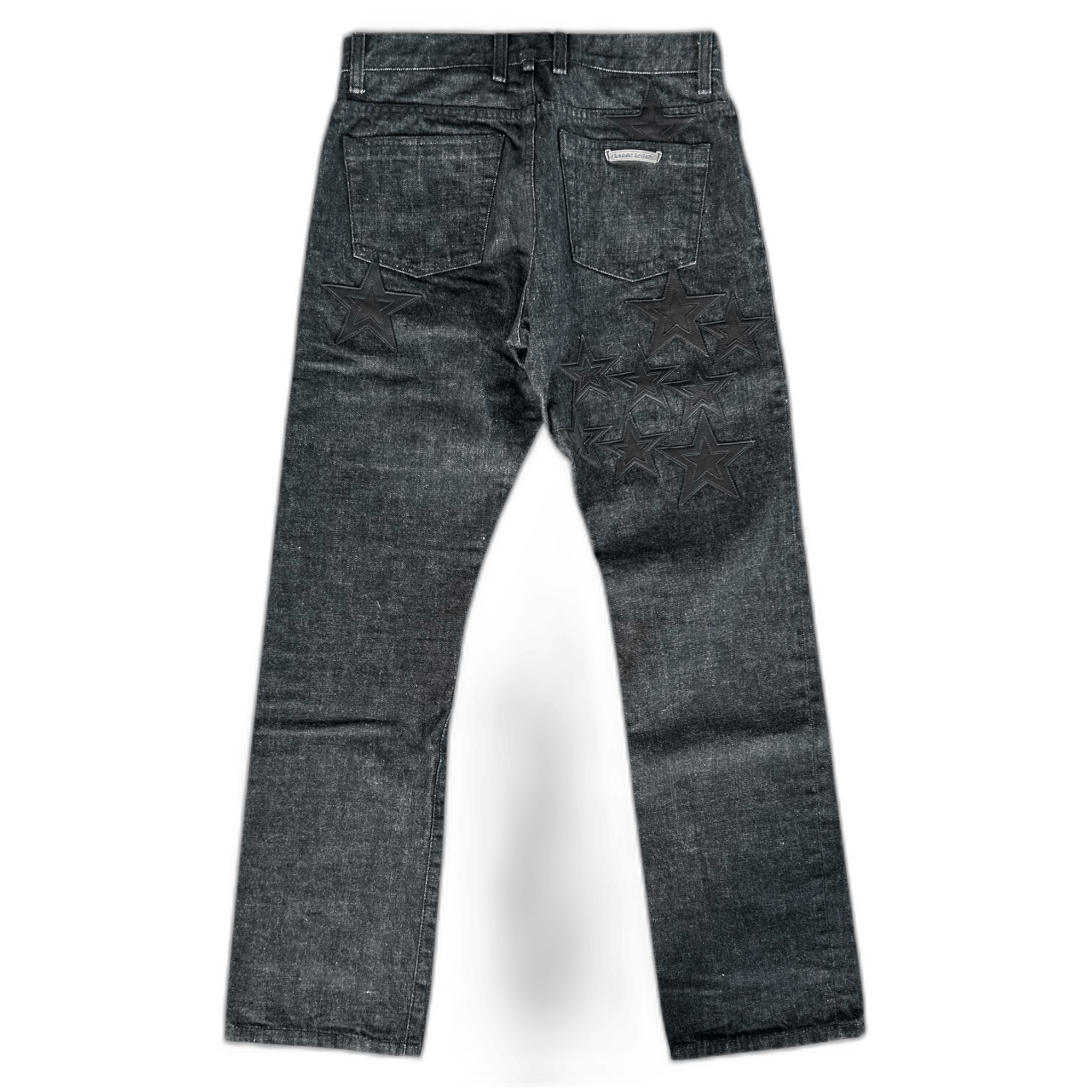 Chrome Hearts Grey & Black Star Patch Jeans - Morely TrendsChrome Hearts Type here:)