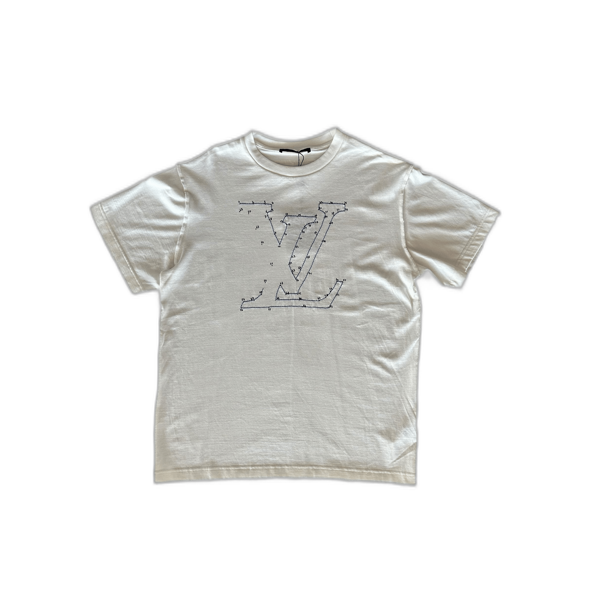 Louis Vuitton White & Blue LV Stitch Logo T-Shirt - Morely TrendsLouis Vuitton Type here:)