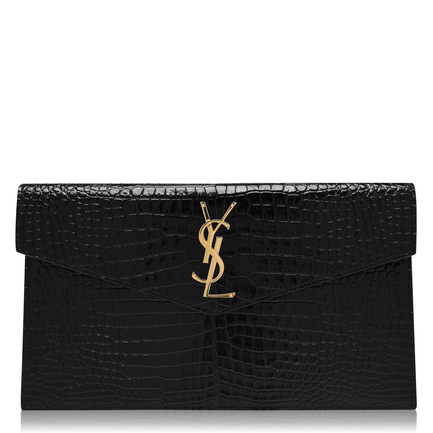 Saint Laurent Uptown Crocodile Clutch Bag