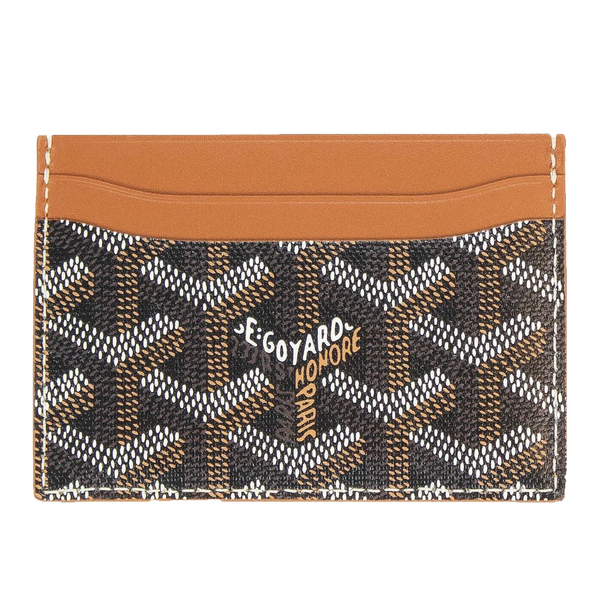 Image of Goyard Sulpice Black Tan Card Holder Front