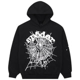 Sp5der Black and White Web Hoodie