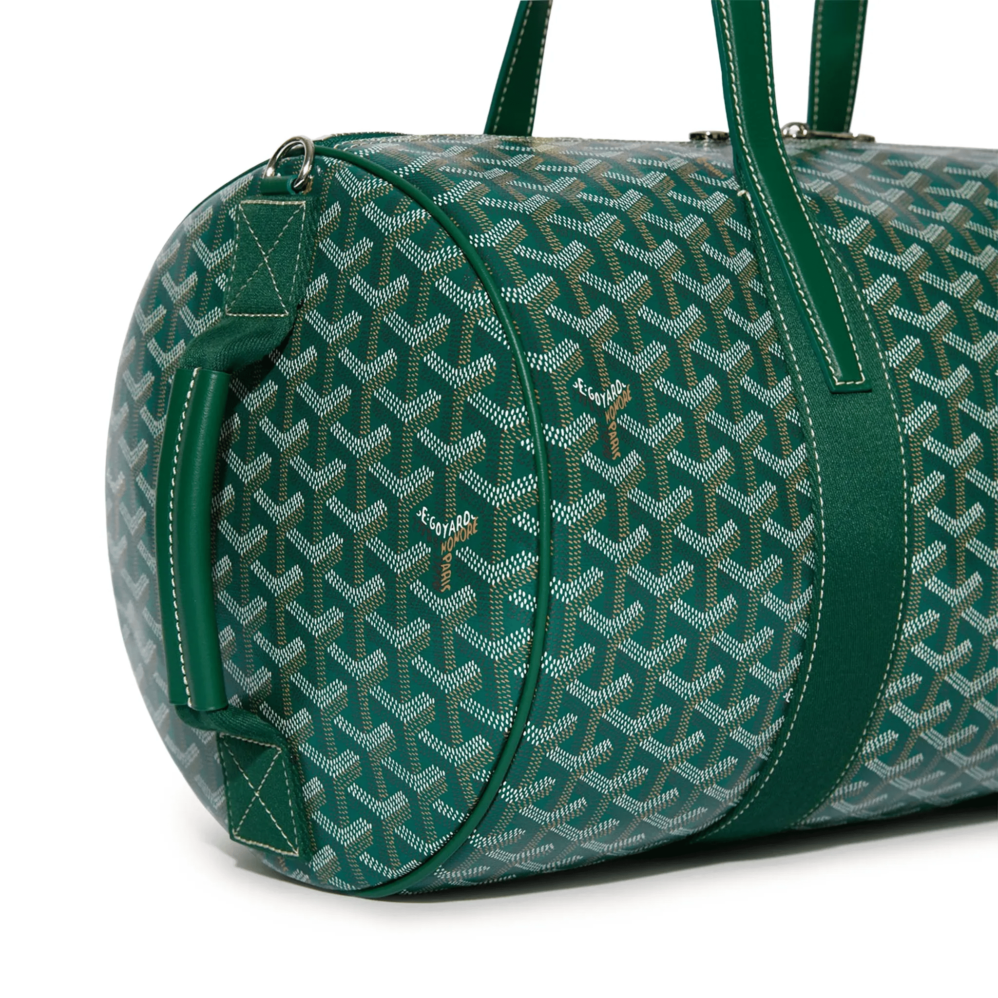 Detail side view of Goyard Barrel 40 Sports Bag Green BARREL040TY09CL09P