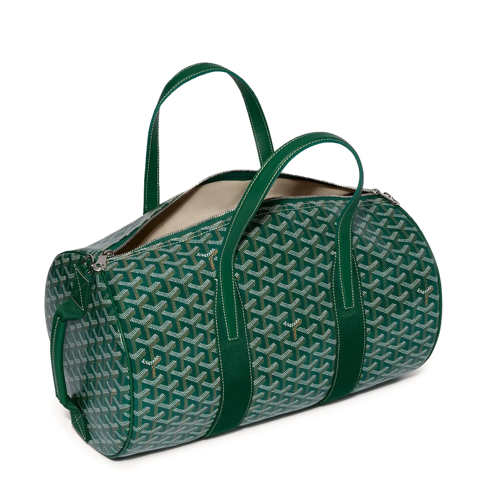 Side view of Goyard Barrel 40 Sports Bag Green BARREL040TY09CL09P
