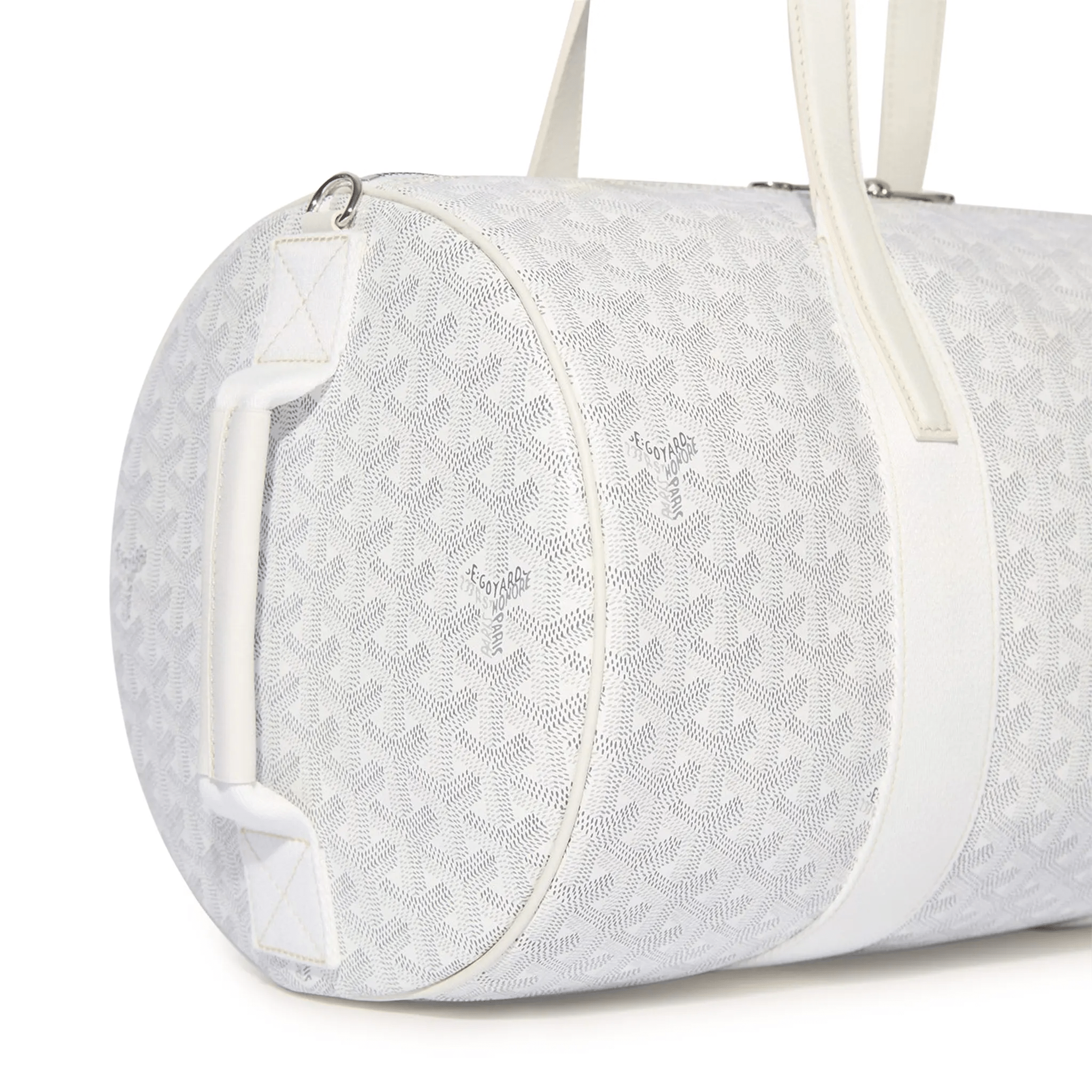 Detail view of Goyard Barrel 40 Sports Bag White BARREL040TY50CL50P
