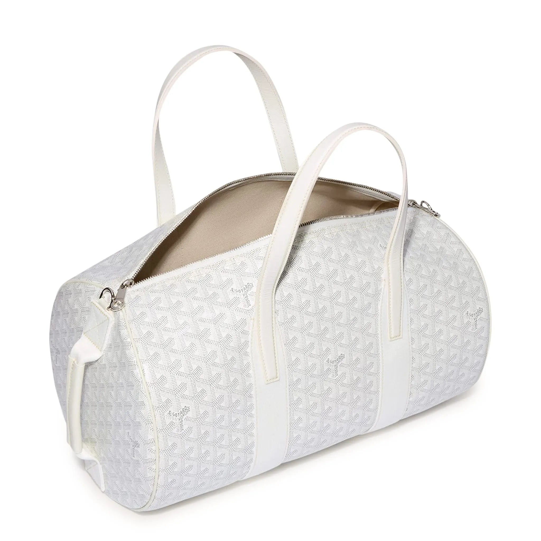 Side view of Goyard Barrel 40 Sports Bag White BARREL040TY50CL50P