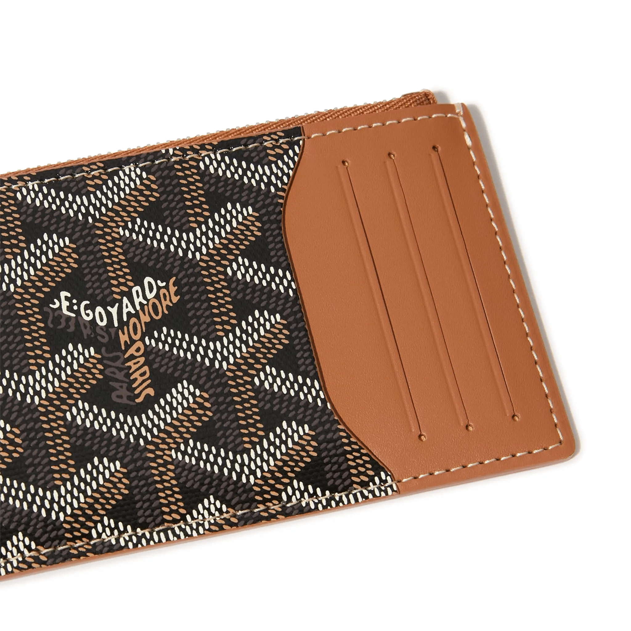 Goyard Bourbon Zipped Black Tan Card Holder