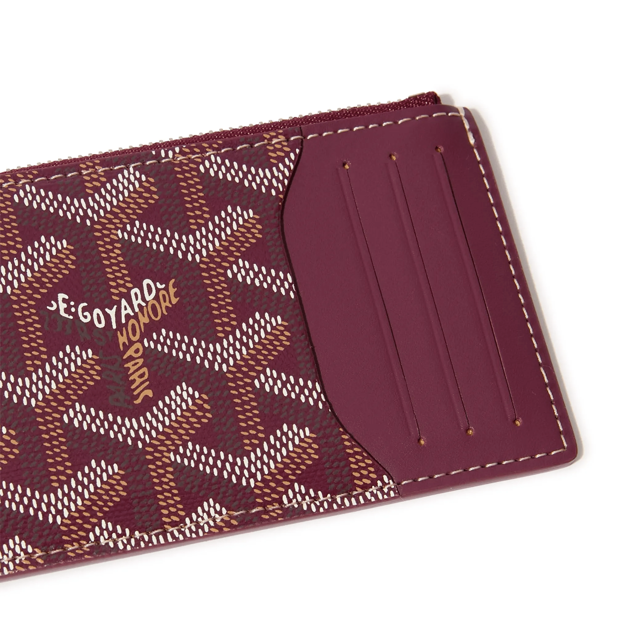 Detail view of Goyard Bourbon Zipped Burgundy Card Holder BOURBOPMLTY33CL33P