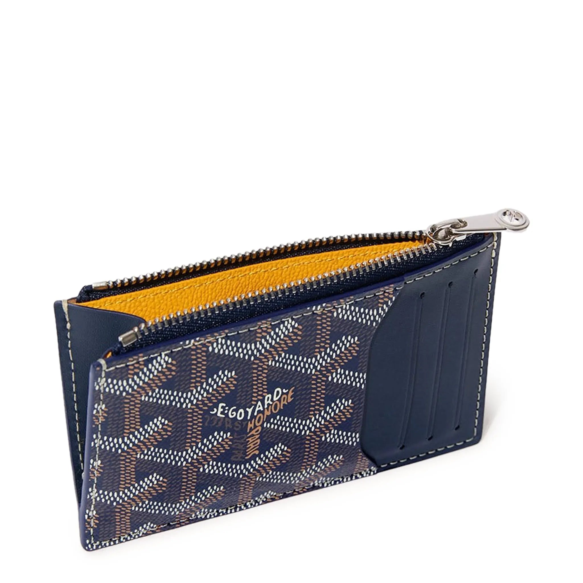 Top view of Goyard Bourbon Zipped Navy Blue Card Holder BOURBOPMLTY12CL12P