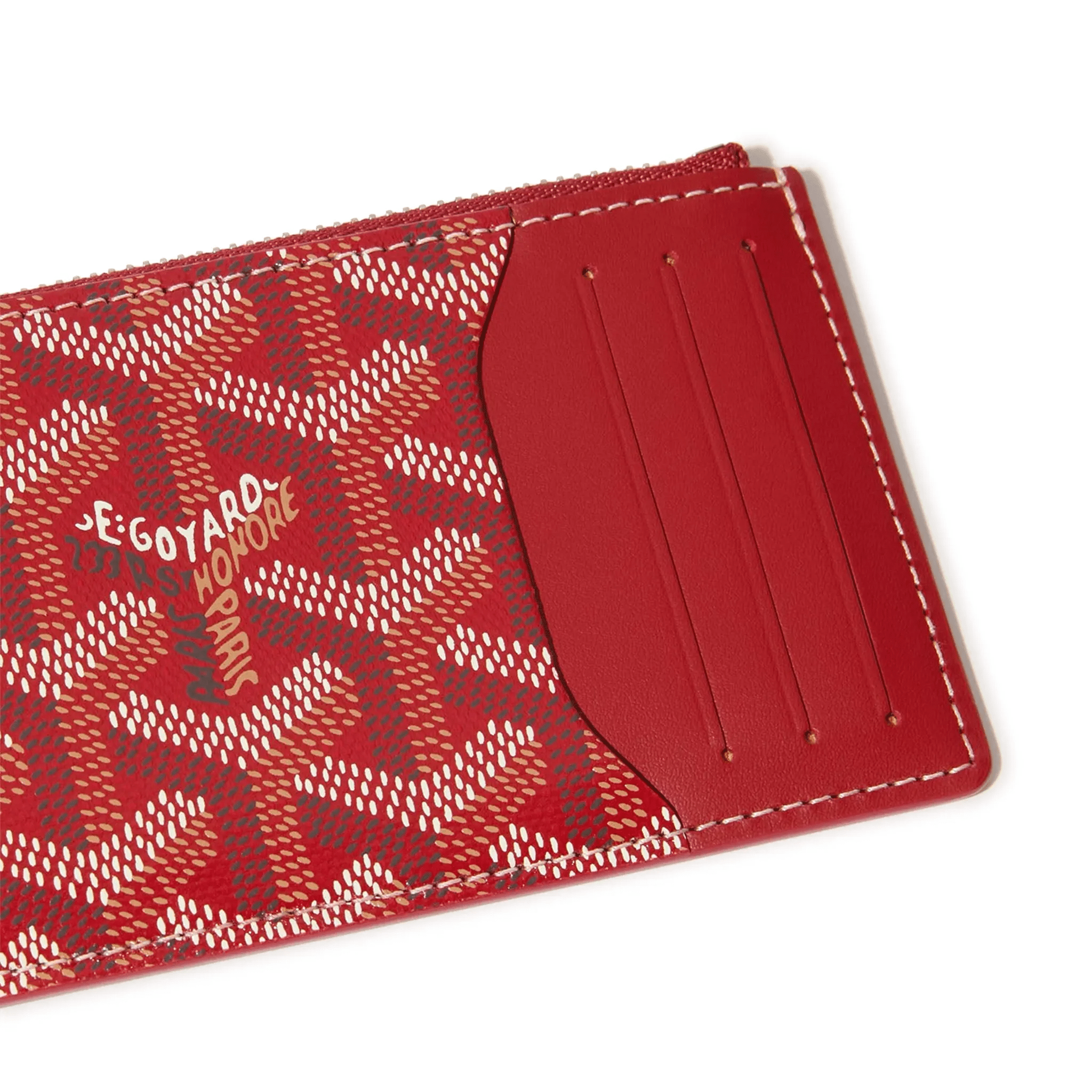 Detail view of Goyard Bourbon Zipped Red Card Holder BOURBOPMLTY01CL03P