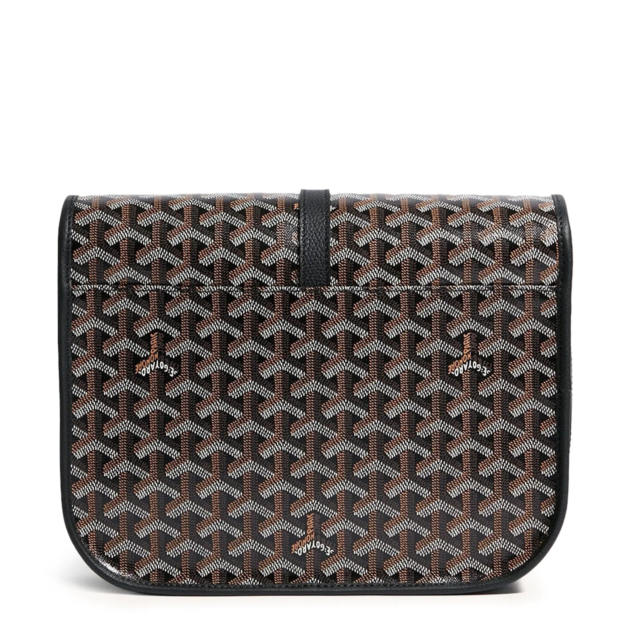 Back of Goyard Goyardine Belvedere II Black MM Messenger Bag BELVE3MMLTY01CG01P