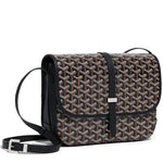Front side of Goyard Goyardine Belvedere II Black MM Messenger Bag BELVE3MMLTY01CG01P