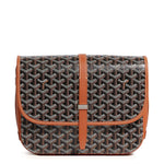 Front view of Goyard Goyardine Belvedere II Black Tan MM Messenger Bag BELVE3MMLTY01CG03P