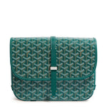 Front view of Goyard Goyardine Belvedere II Green MM Messenger Bag BELVE3MMLTY09CG09P