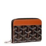 Front view of Goyard Matignon Black Tan Mini Wallet MATIGNMINTY01CL03P