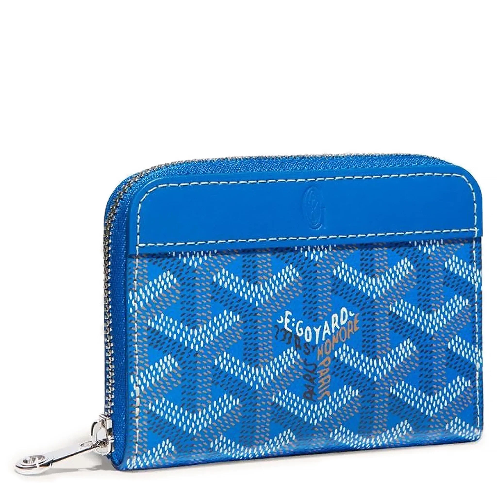 Front view of Goyard Matignon Sky Blue Mini Wallet MATIGNMINTY10CL10P