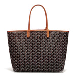 Front view of Goyard Saint Louis PM Tote Bag Black Tan STLOUIPMLTY01CL03P