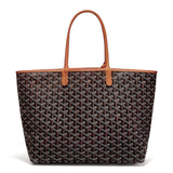 Front view of Goyard Saint Louis PM Tote Bag Black Tan STLOUIPMLTY01CL03P