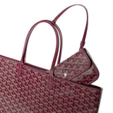 Detail view of Goyard Saint Louis PM Tote Bag Burgundy STLOUIPMLTY33CL33P