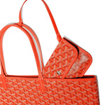 Detail view of Goyard Saint Louis PM Tote Bag Orange STLOUIPMLTY07CL07P
