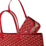 Detail view of Goyard Saint Louis PM Tote Bag Red STLOUIPMLTY02CL02P