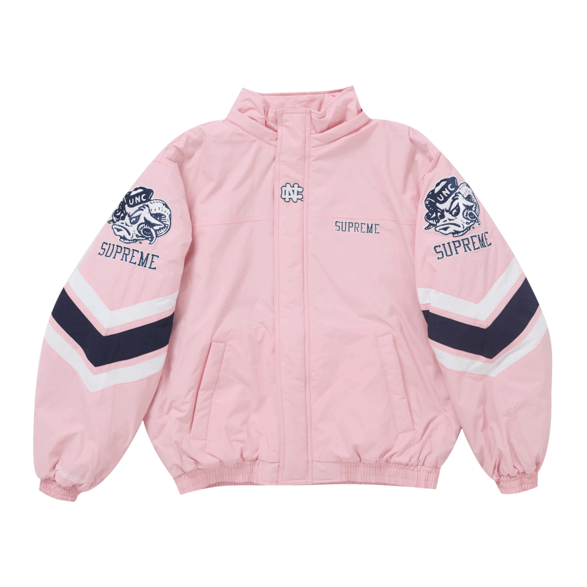 Supreme Mitchell & Ness NCAA Hooded Stadium Jacket Pink
