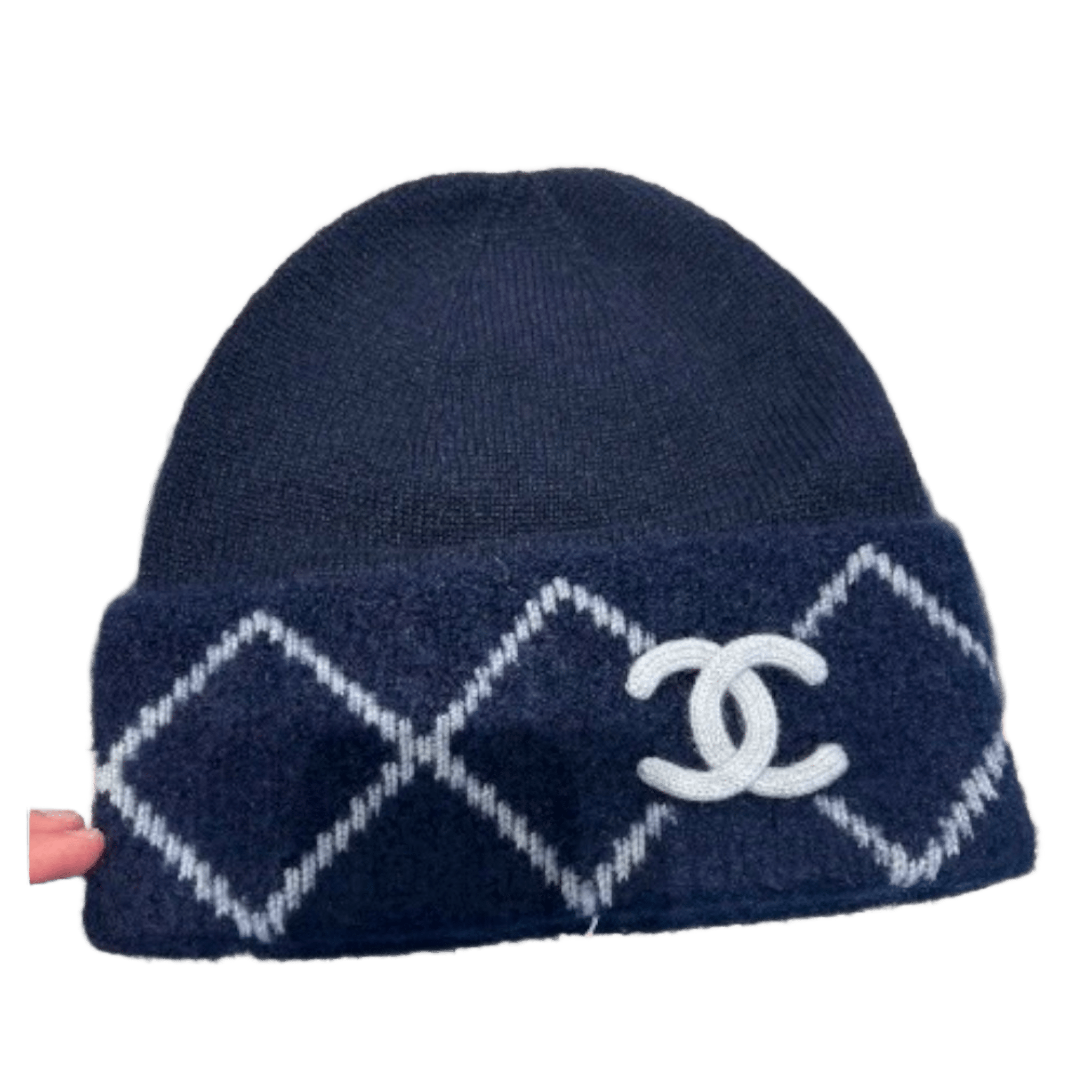 Chanel Argyle Logo Embroidered Beanie Navy - Morely TrendsChanel Type here:)