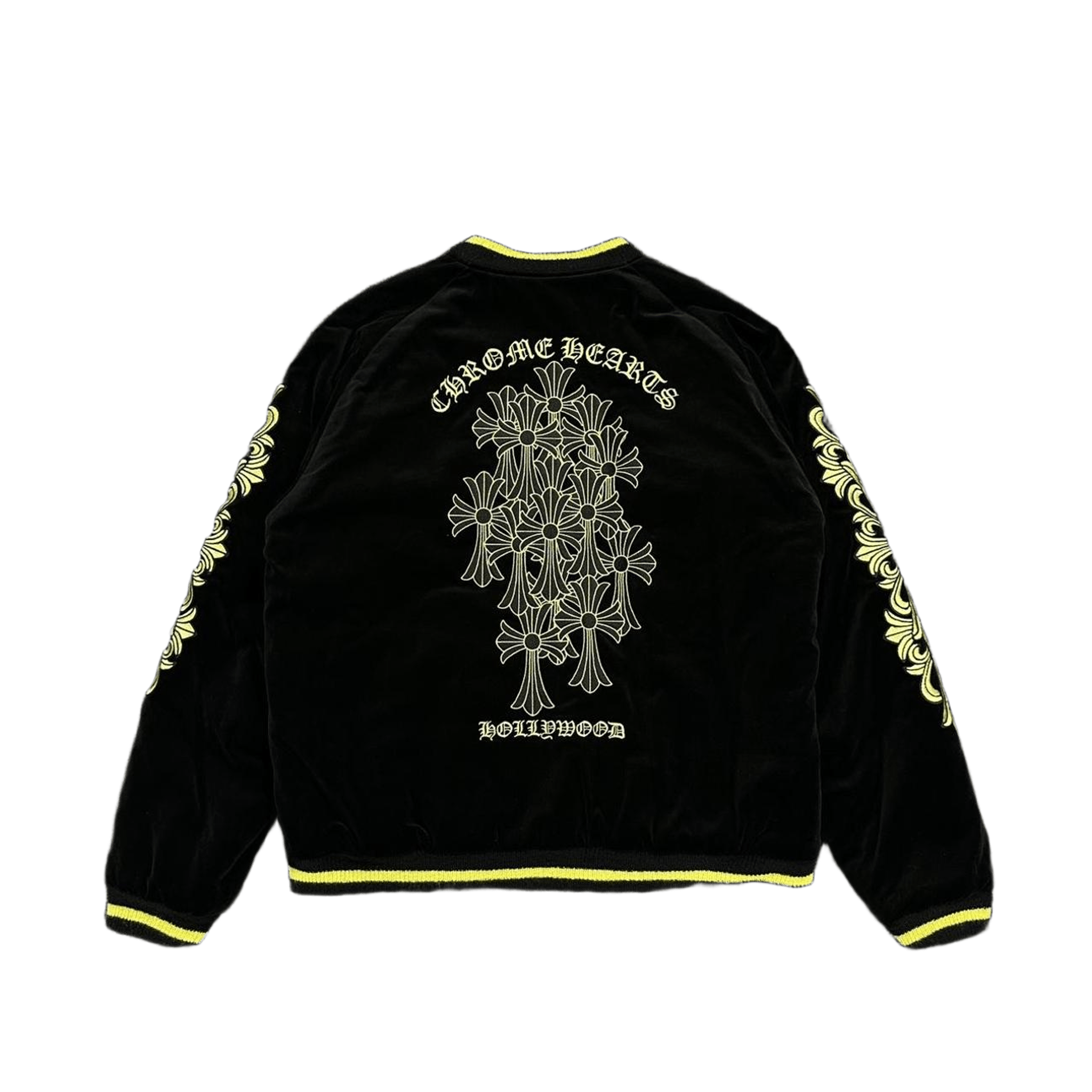 Chrome Hearts Matty Boy Flaming Youth Reversible Souvenir Jacket Black Yellow - Morely TrendsChrome Hearts Type here:)